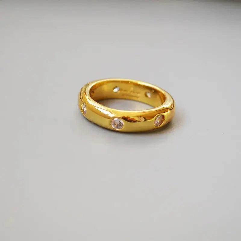 Mariam's Collection Mariam's Collection MAC067 Metallic Gold Zircon Ring 3-Piece Set — main product shot