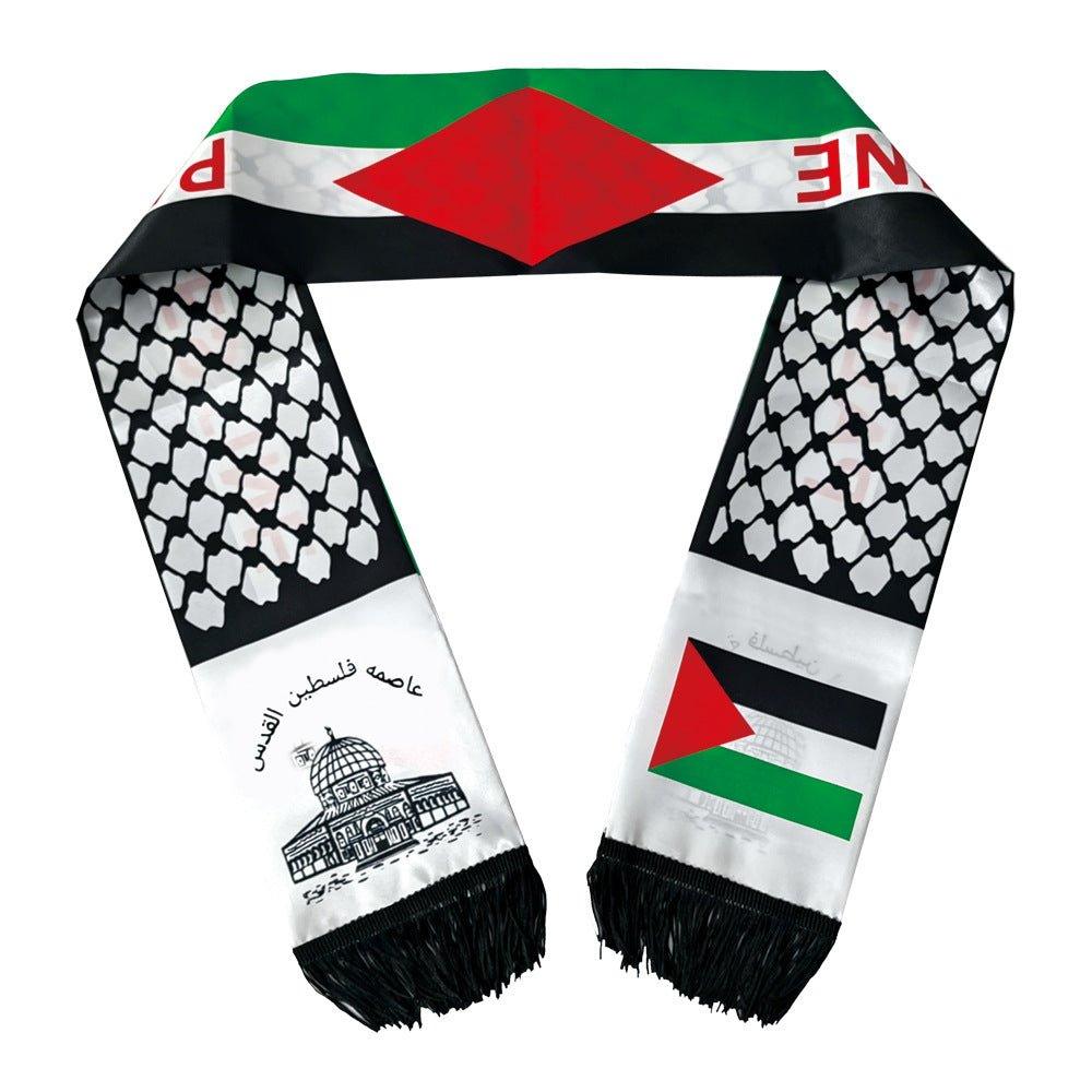 Mariam's Collection Palestine flag keffiyeh scarf (MAC079) — construction detail