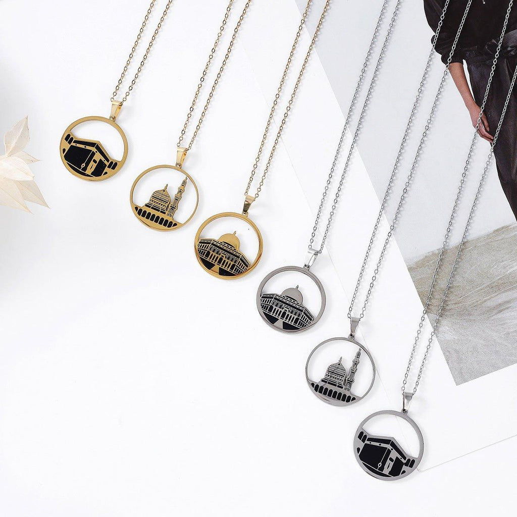 Mariam's Collection Mariam's Collection MAC111 Stainless Steel Masjid Pattern Necklace — main product shot