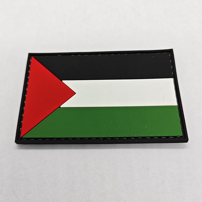 Mariam's Collection MAC115 Palestine Flag Embroidered PVC Rubber Badge Velcro — construction detail
