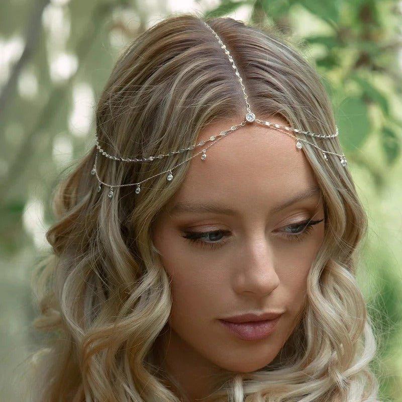 Mariam's Collection MAC127 Simple Rhinestone Pendant Sparkling Wedding Tiara — main product shot