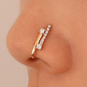 MAC134  Non-Puncture T-Shape Micropaved Zirconia Nose Ring