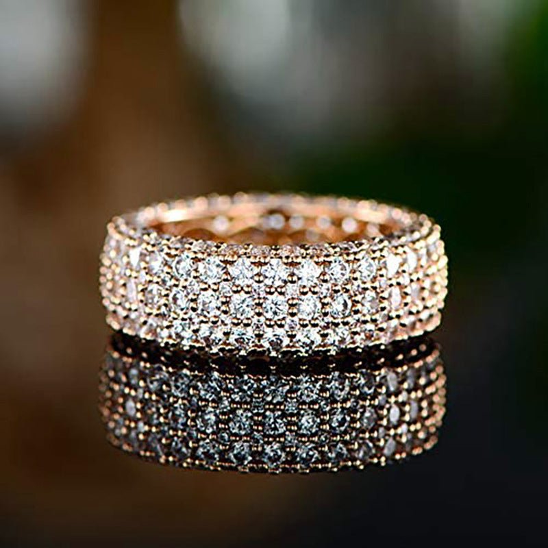 Mariam's Collection MAC164 Multi-Layered High-End Super Sparkling Full Diamond Ring — lifestyle worn / used context
