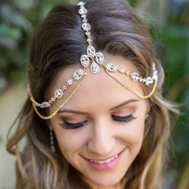 Mariam's Collection Mariam's Collection MAC188 Rhinestone Multi-Layered Drop Headband — lifestyle worn / used context