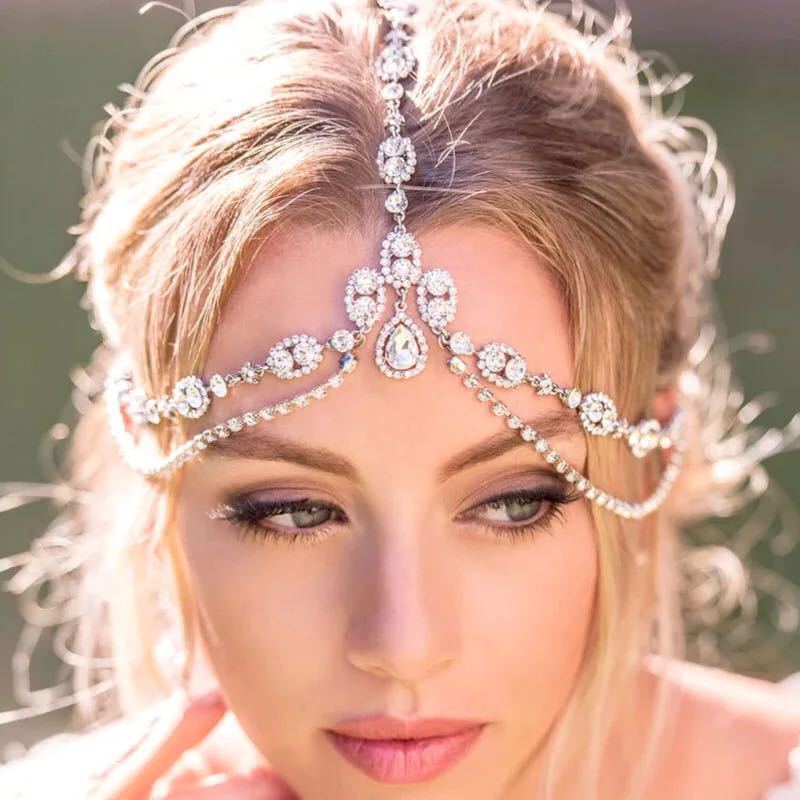 Mariam's Collection Mariam's Collection MAC188 Rhinestone Multi-Layered Drop Headband — construction detail