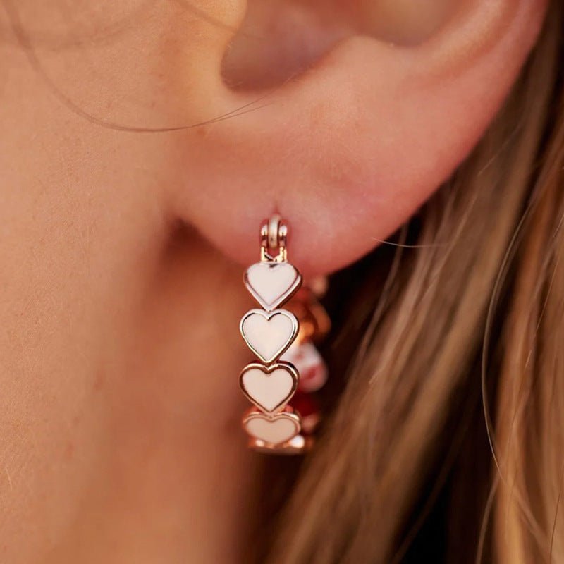 Mariam's Collection Simple Pink Heart-To-Heart Glue Ring and Earring(MAC198) — Pink detail