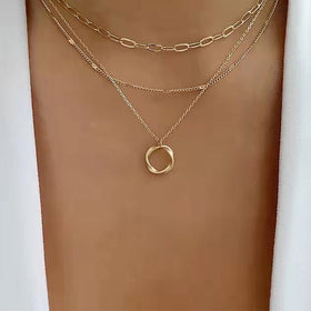 Thick Chain Round Pendant Necklace(MAC207)