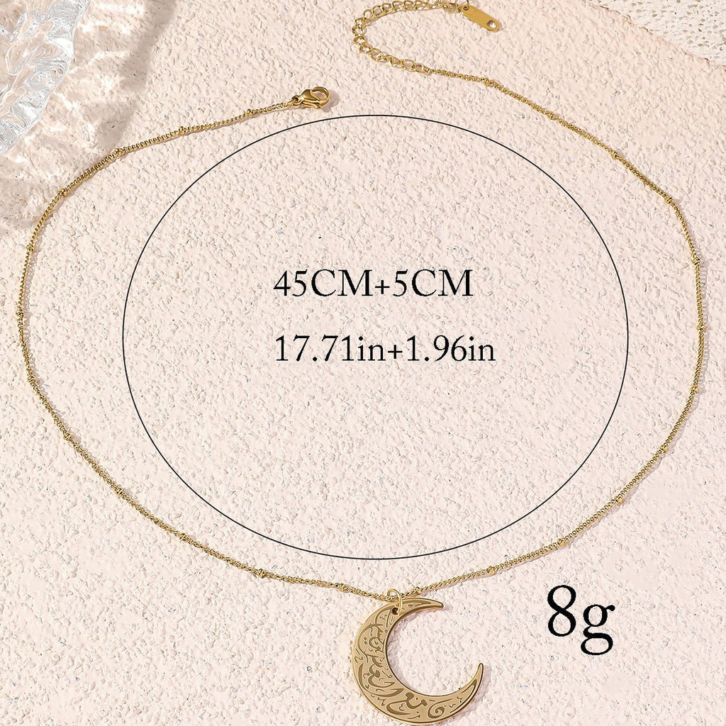 Mariam's Collection Simple Moon Titanium Steel Clavicle Chain Necklace (With gift box)(MAC218) — construction detail