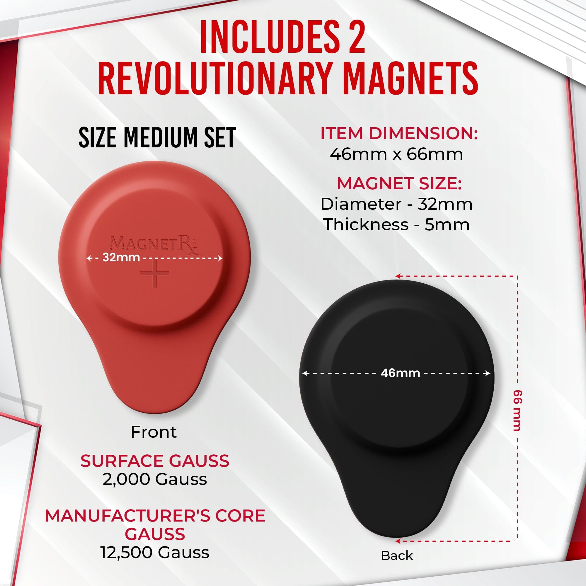MagnetRX Biomagnetic Therapy Magnet Set — Neodymium & Silicone (2 Medium Magnets) — lifestyle worn / used context