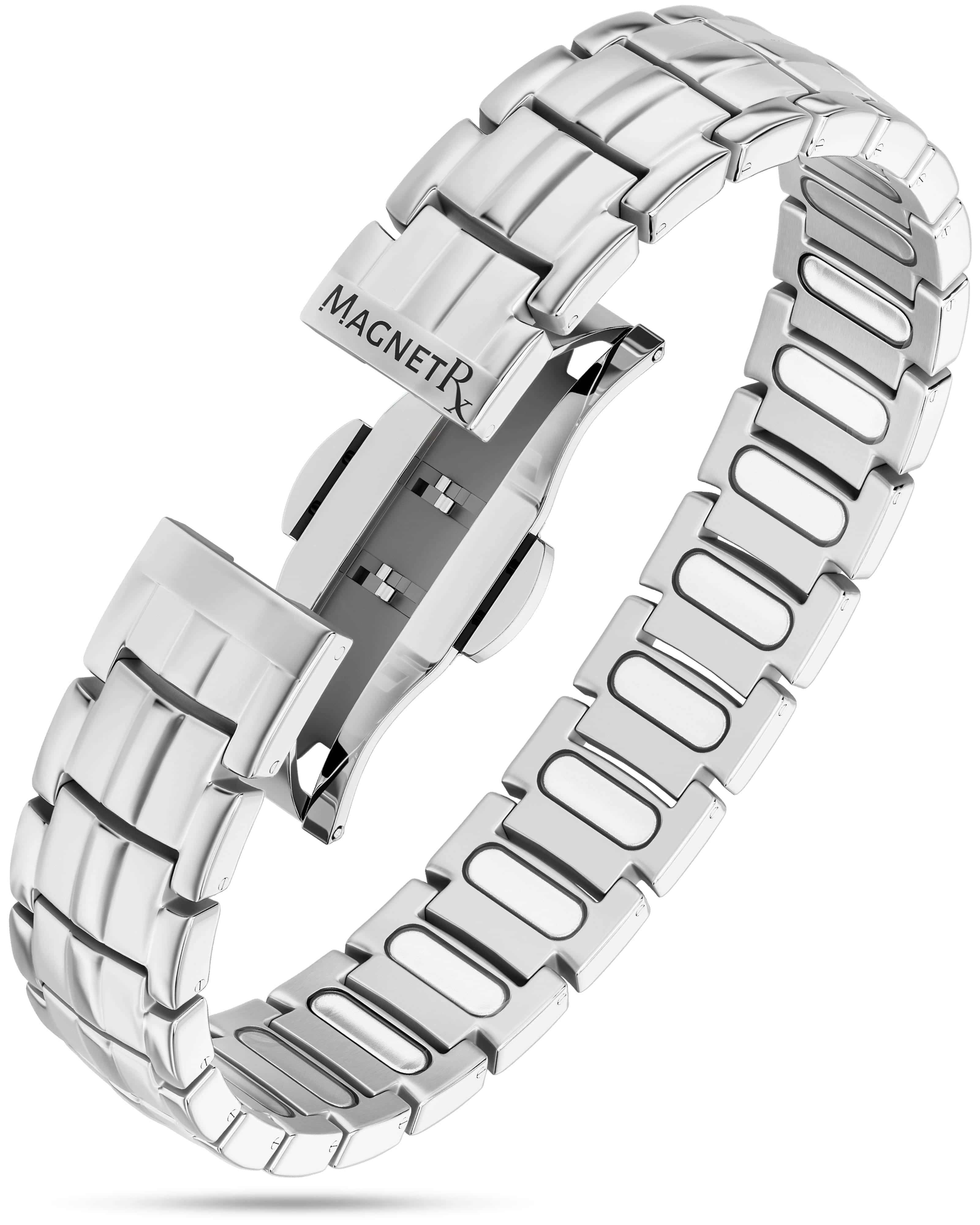 MagnetRX EllipseMAX Magnetic Bracelet for Men (Silver) — main product shot