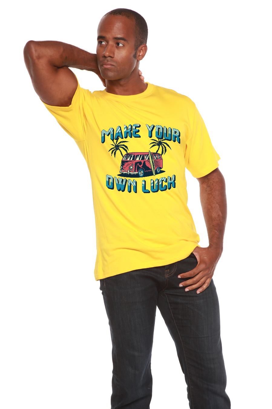 Spun Bamboo Make your own luck Men's Bamboo Viscose/Organic Cotton Short Sleeve Graphic T-Shirt — main product shot