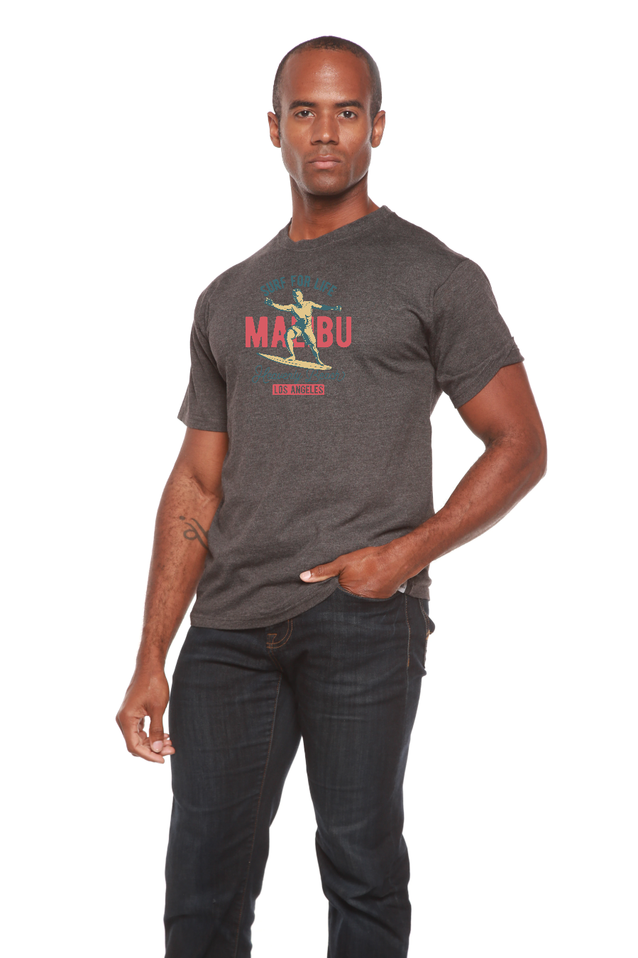 Spun Bamboo MALIBU Men's Bamboo Viscose/Organic Cotton Short Sleeve Graphic T-Shirt — in-use photo