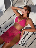 PASUXI 2026 New Custom Women Sexy Swimsuit Beach Wear 3 Piece Swimwear Set Mesh Skirt Cover up String Bikini Swimsuit