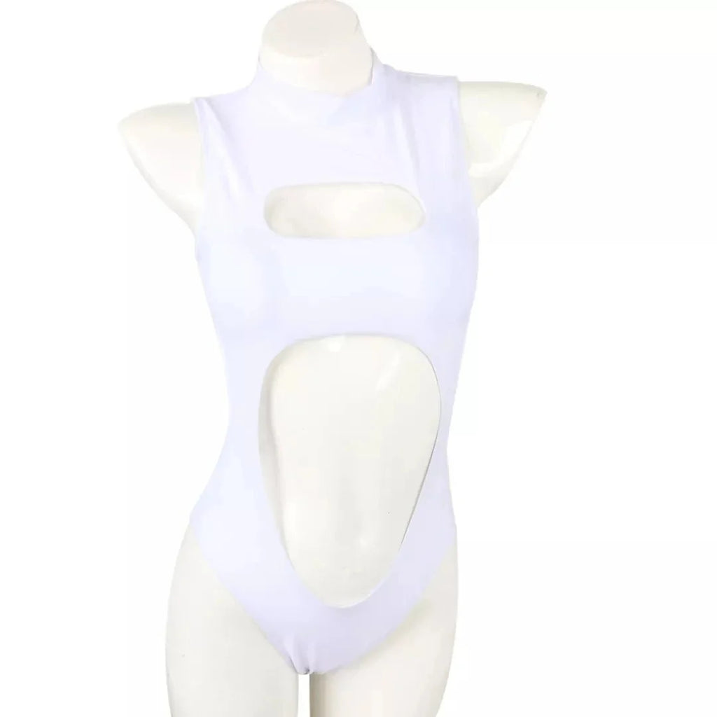 Swimwear One-piece Swimsuit Zipper Neck Monki Swimsuit Front Cutout Sexy Bathing Suit Hollow Out One-Piece Swimwear