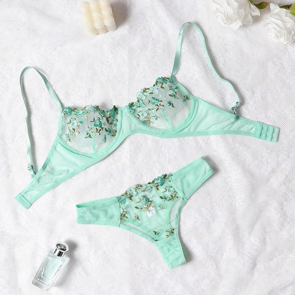 Luxe Lingerie Floral Embroidery 2-Piece Set - Beautiful, Confident, and Alluring Women's Lingerie