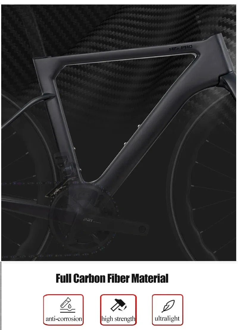 TWITTER 700X25C Carbon Road Bicycle Wireless Men's Hydraulic Disc Racing Bike With WheelTop EDS TX 24S Shifter 50mm Carbon Wheel