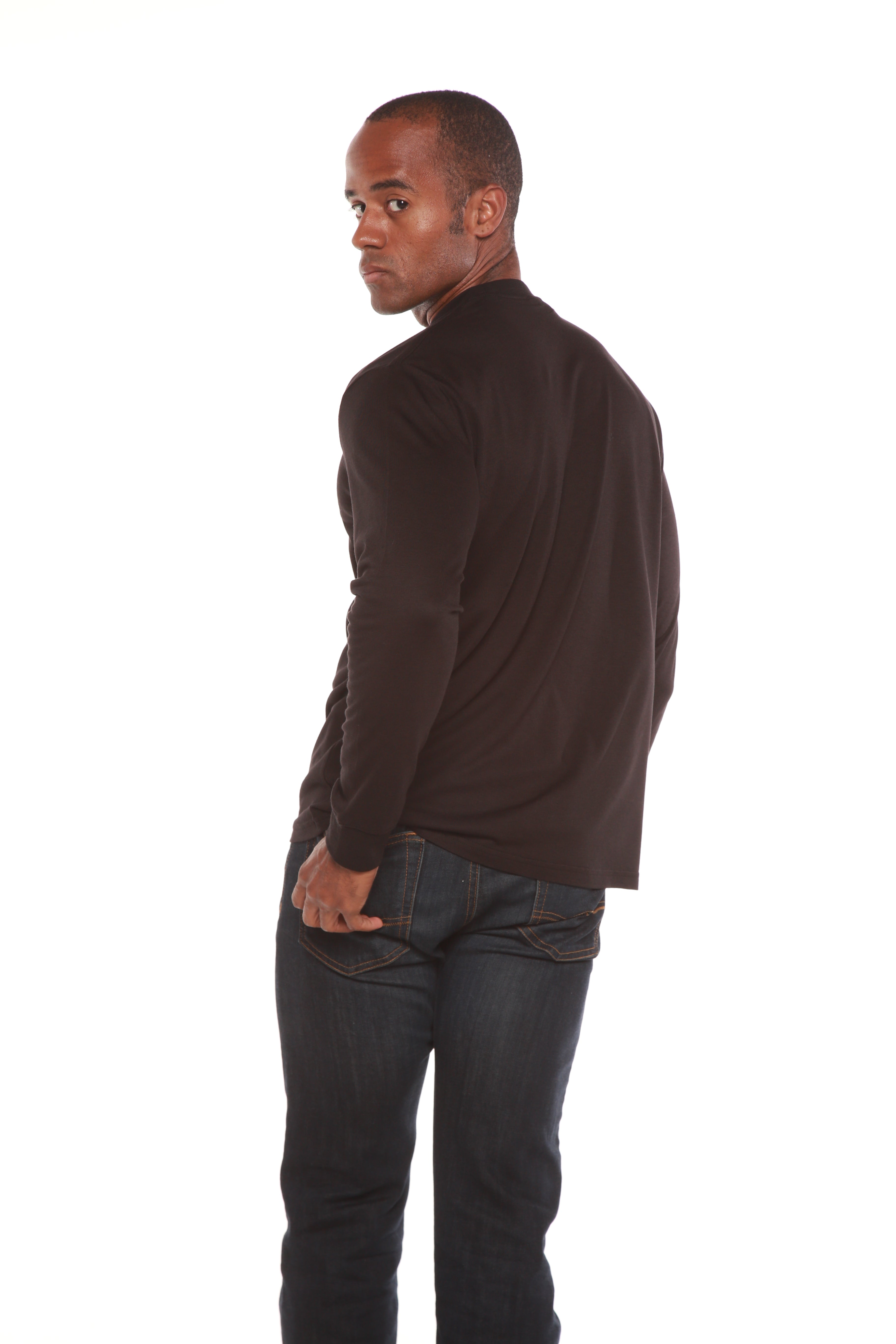 Spun Bamboo Men's Bamboo Viscose/Organic Cotton Long Sleeve T-Shirt — product on model
