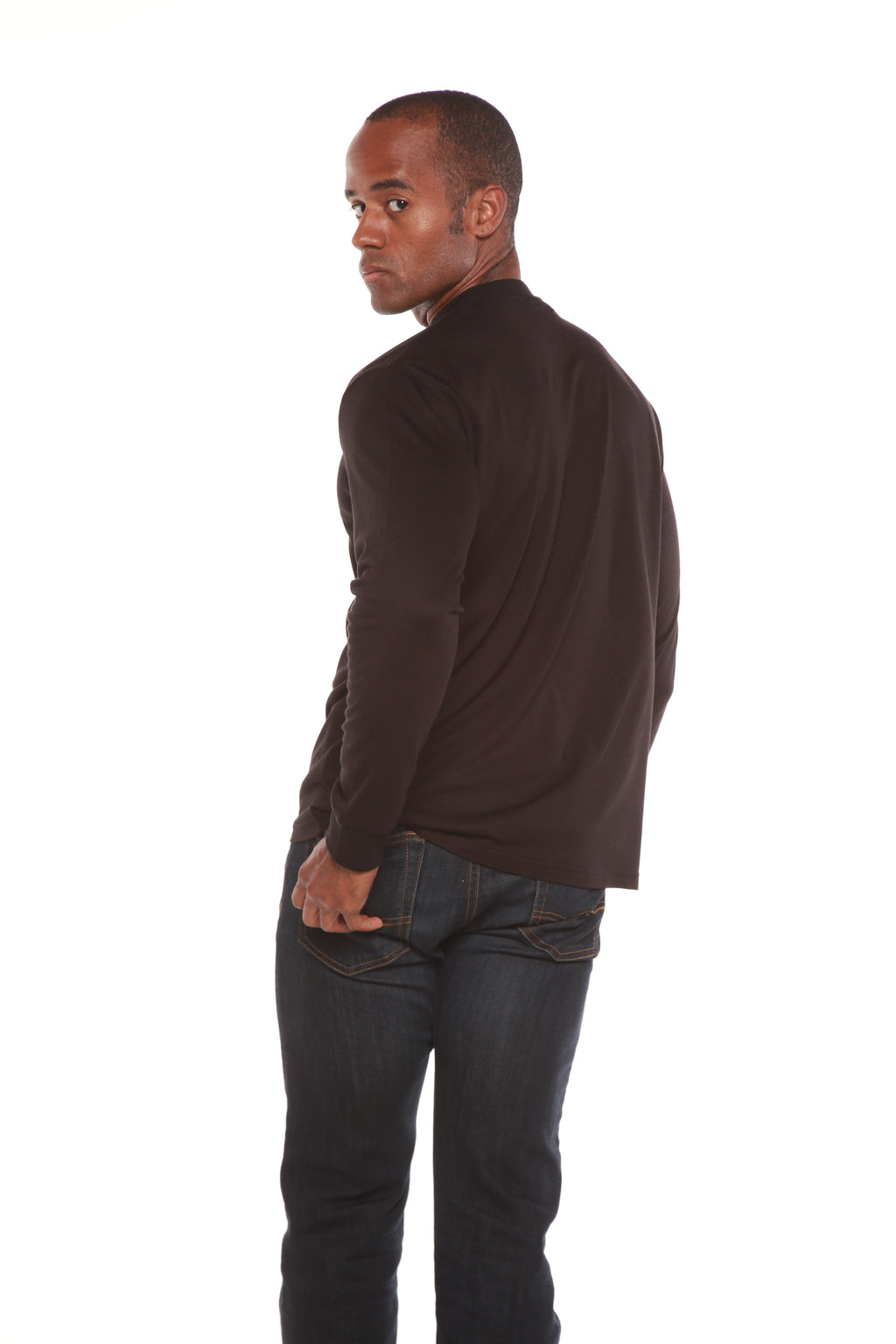 Spun Bamboo Custom Printed Men's Bamboo Viscose/Organic Cotton Long Sleeve T-Shirt — comparison shot
