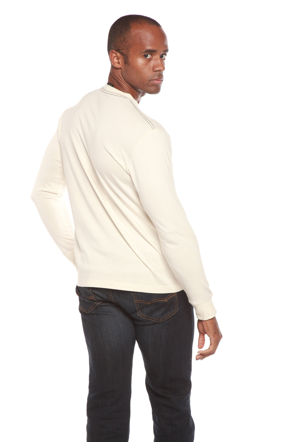 Spun Bamboo Men's Bamboo Viscose/Organic Cotton Long Sleeve T-Shirt — detail close-up