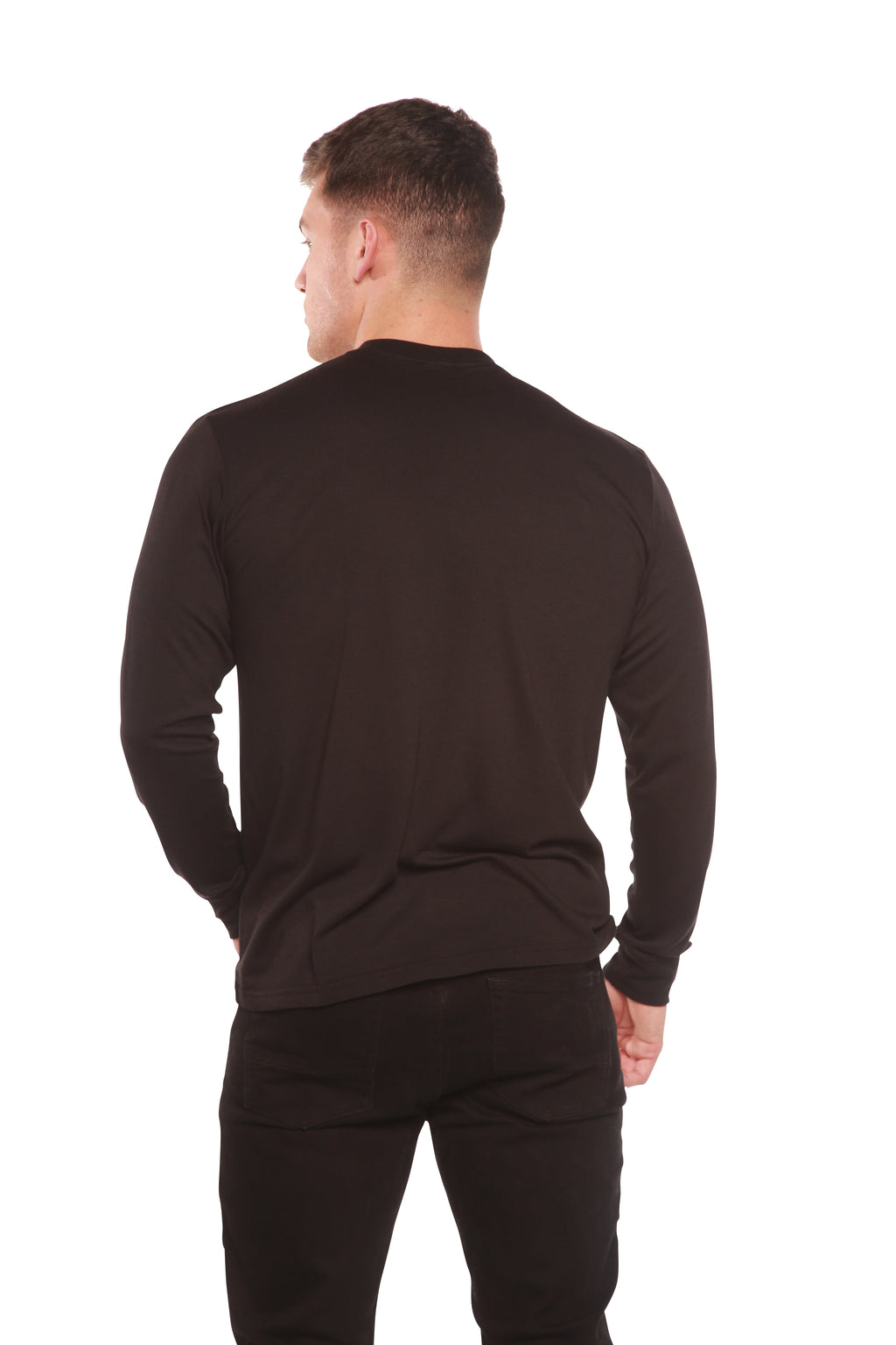 Spun Bamboo Custom Printed Men's Bamboo Viscose/Organic Cotton Long Sleeve T-Shirt — color detail