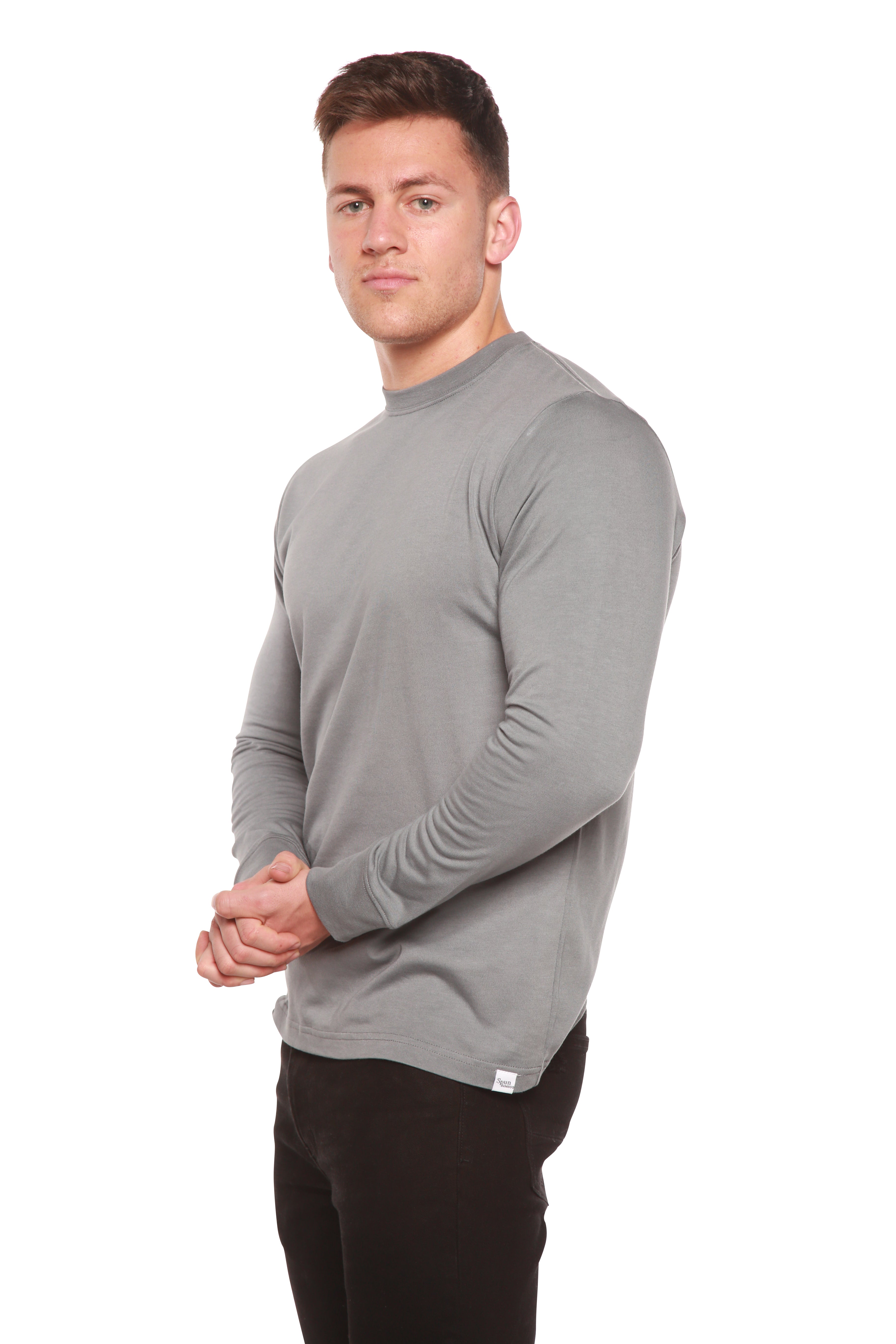 Spun Bamboo Men's Bamboo Viscose/Organic Cotton Long Sleeve T-Shirt — size reference