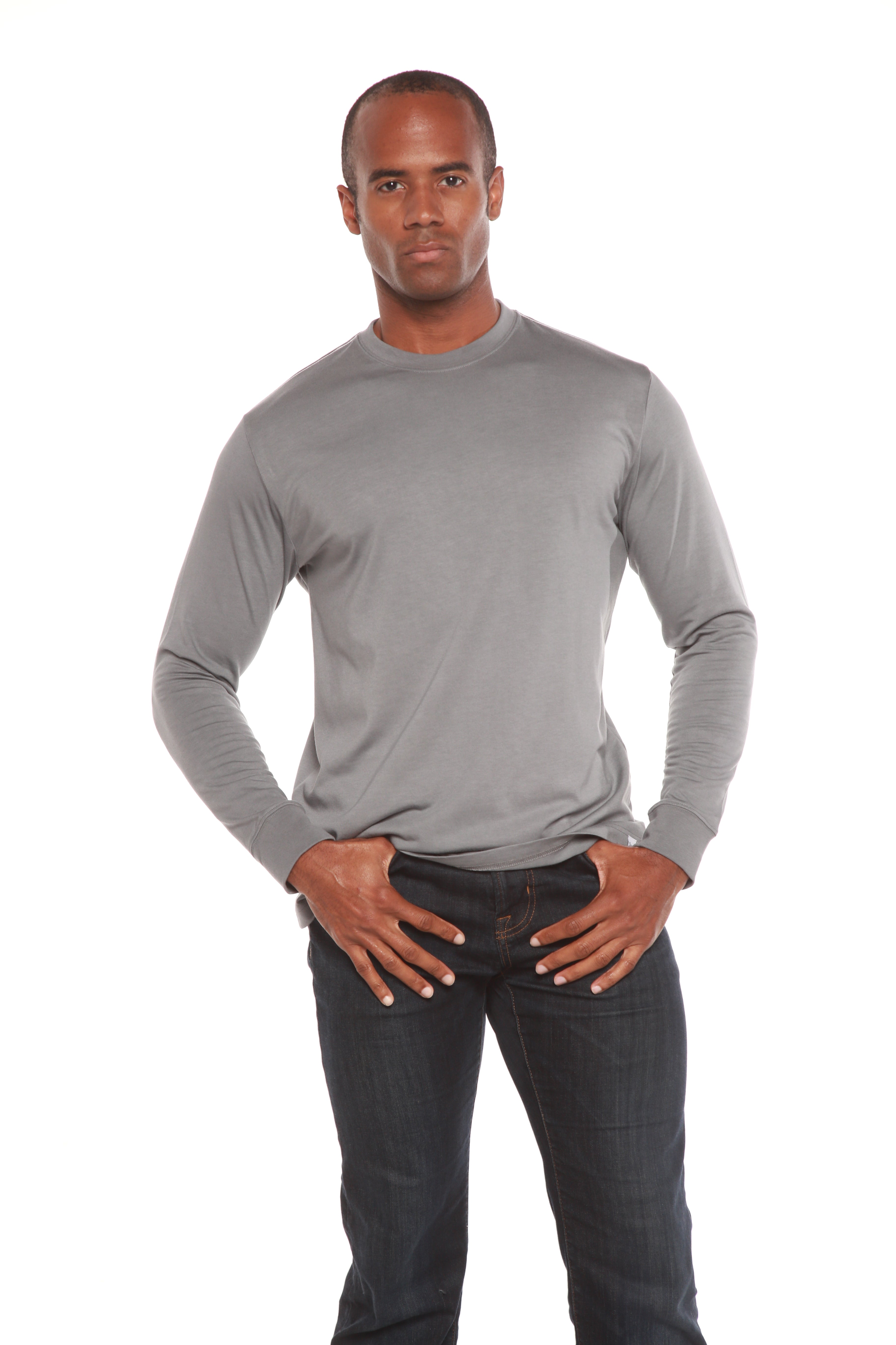 Spun Bamboo Men's Bamboo Viscose/Organic Cotton Long Sleeve T-Shirt — back view