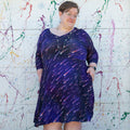 Princess Awesome & Boy Wonder Adult "Party Crashers" Meteor Shower V-Neck A-Line Dress with Sleeves and Pockets — main product shot