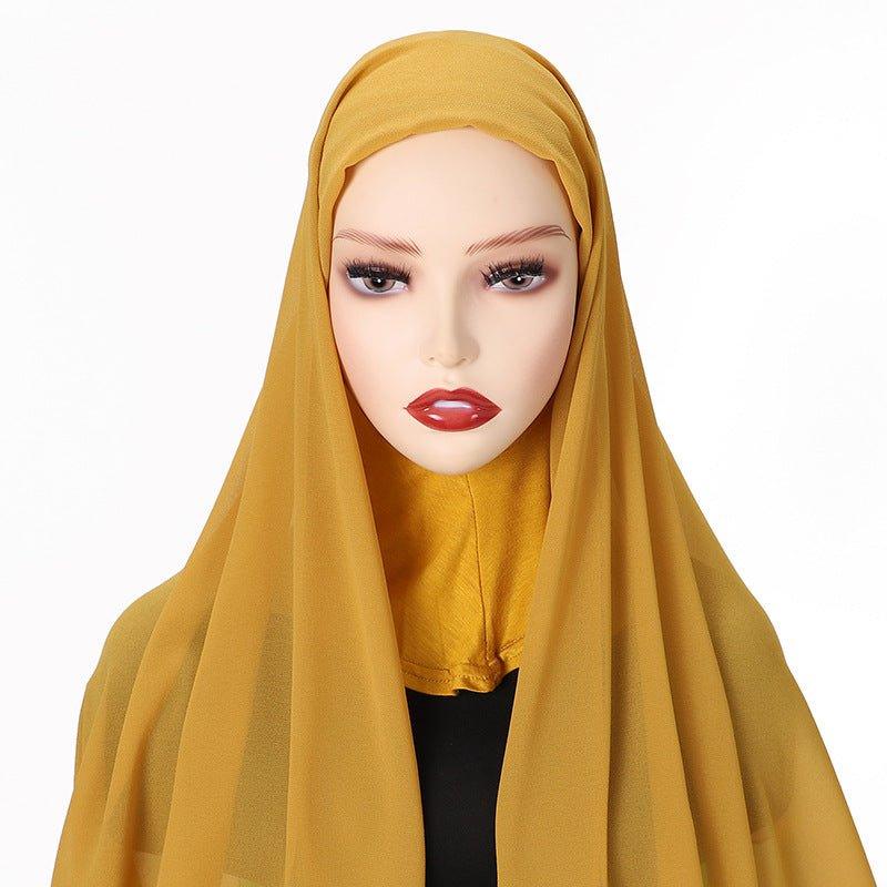 Mariam's Collection Mariam's Collection MH061 Pearl Chiffon One-Piece Bottom Hat Hijab — construction detail