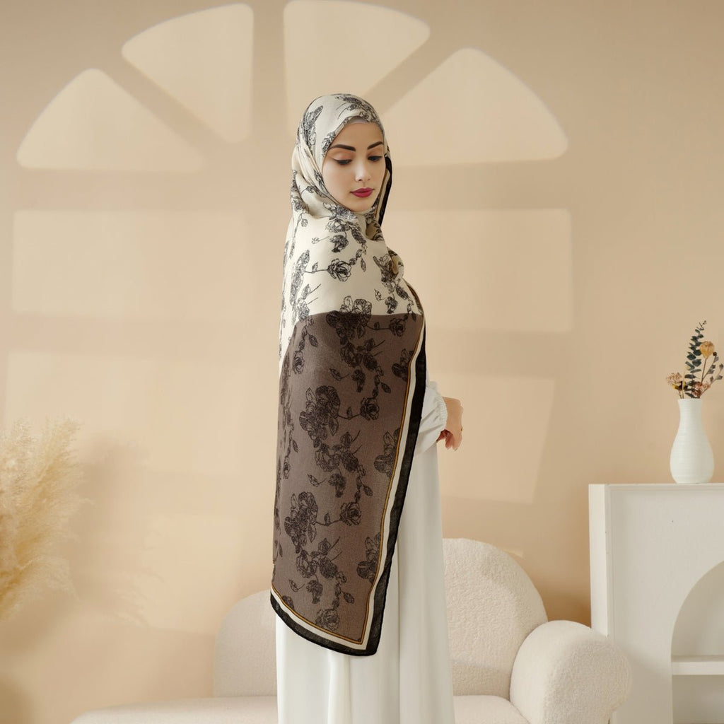 Mariam's Collection MH095 Printed Colorblock Geometric and Natural Floral Pattern Cotton and Linen… — construction detail