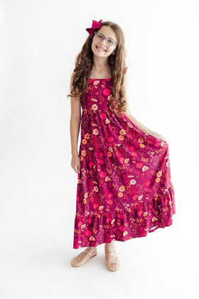 Retro Wildflower Ruffle Maxi Dress
