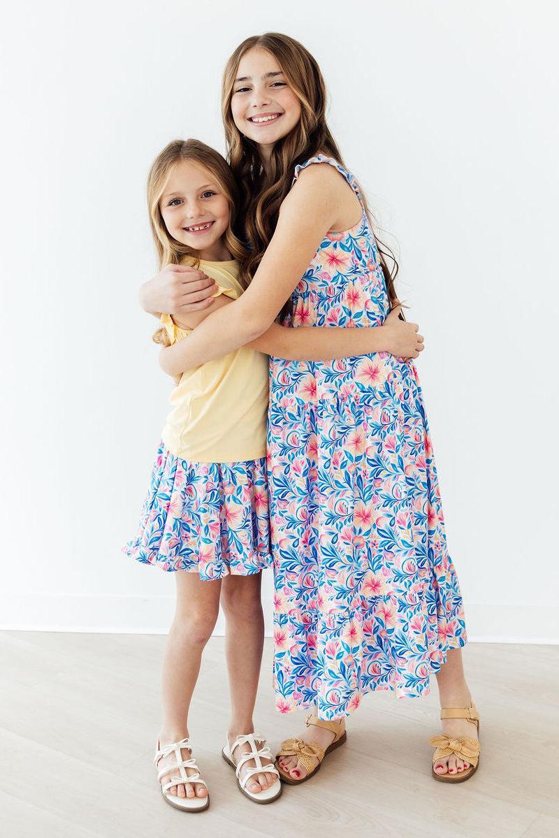 Mila & Rose ® Watercolor Floral Ruffle Twirl Skort — detail close-up