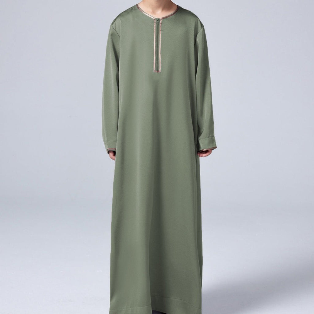 MKB006 Boys Satin Round Neck Simple Thobe