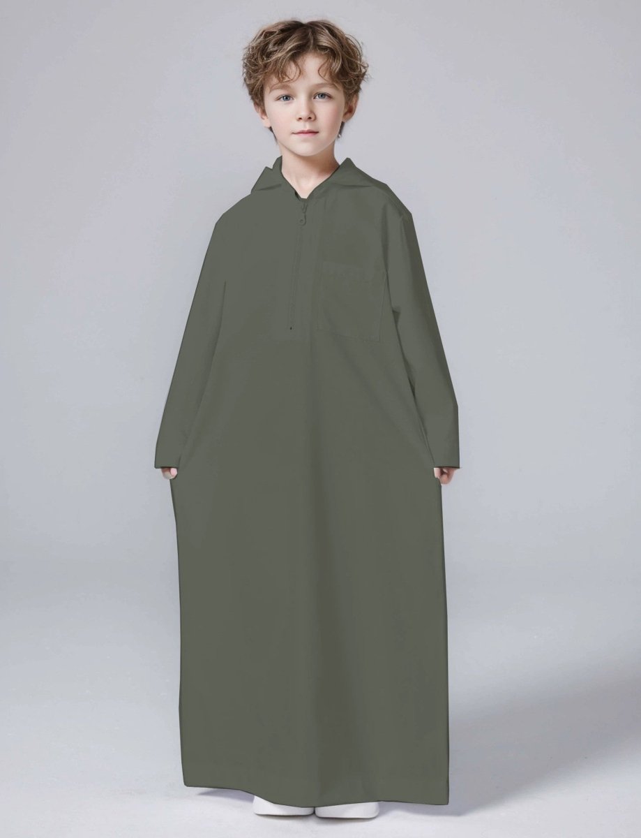 MKB008 Solid Color Hooded Kids Thobe