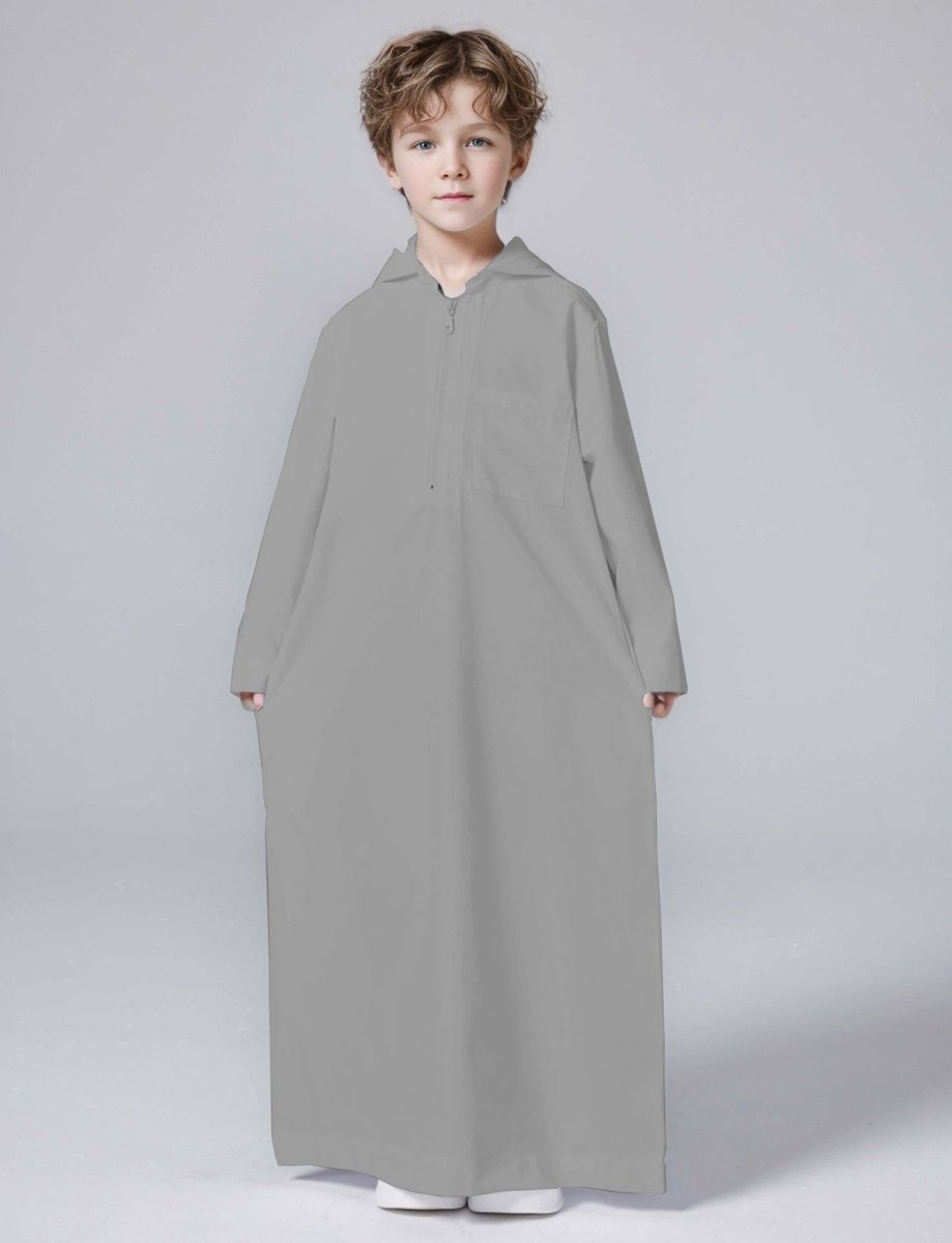 MKB008 Solid Color Hooded Kids Thobe