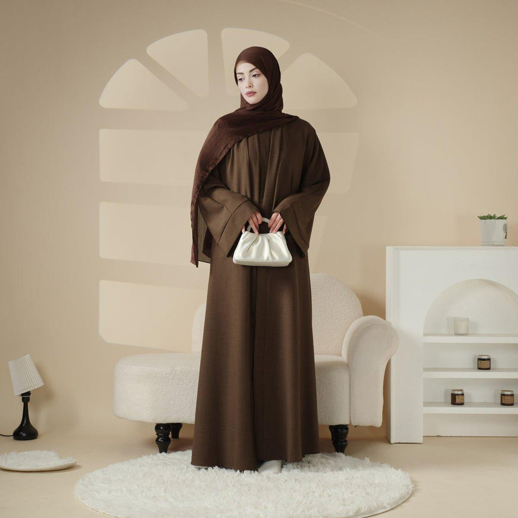Mariam's Collection Mariam's Collection Plain Linen Abaya 3-Piece Set (MOA016) — detail shot 8
