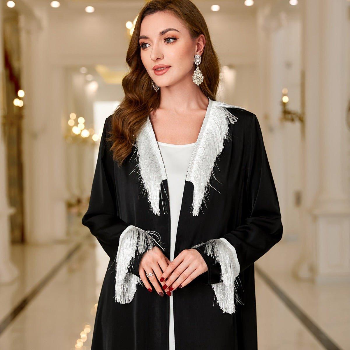 Tassel Embroidered Open Abaya (MOA066)