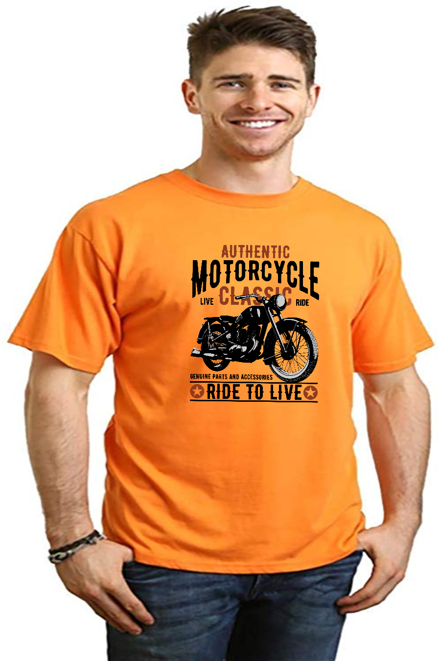 Spun Bamboo Motorcycle Classic Men's Bamboo Viscose/Organic Cotton Short Sleeve Graphic T-Shirt — color detail