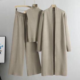 Sweater Set with Sleeveless Vest 3-Piece Set(MS032)