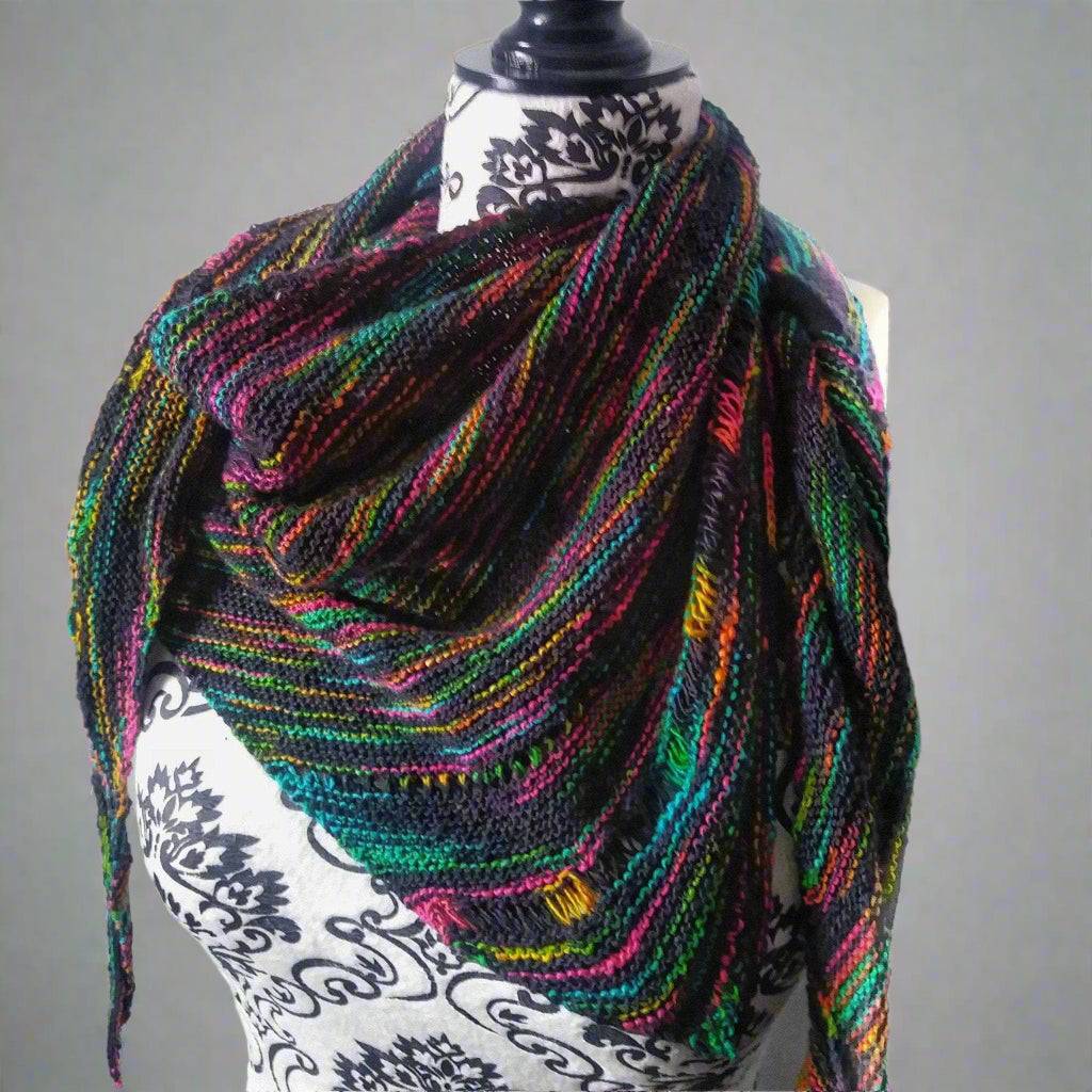 Darn Good Yarn Darn Good Yarn Neon Pop Shawl Knitting Pattern — main product shot
