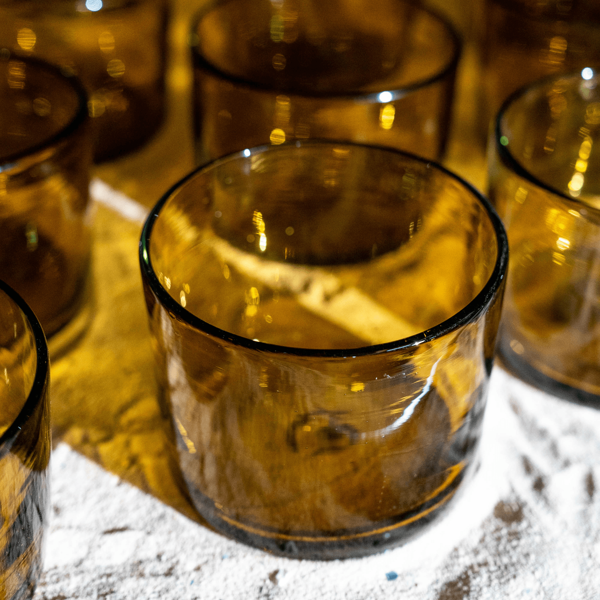 Bluecorn Candles Pure Beeswax Candle in Blown Glass — lifestyle context