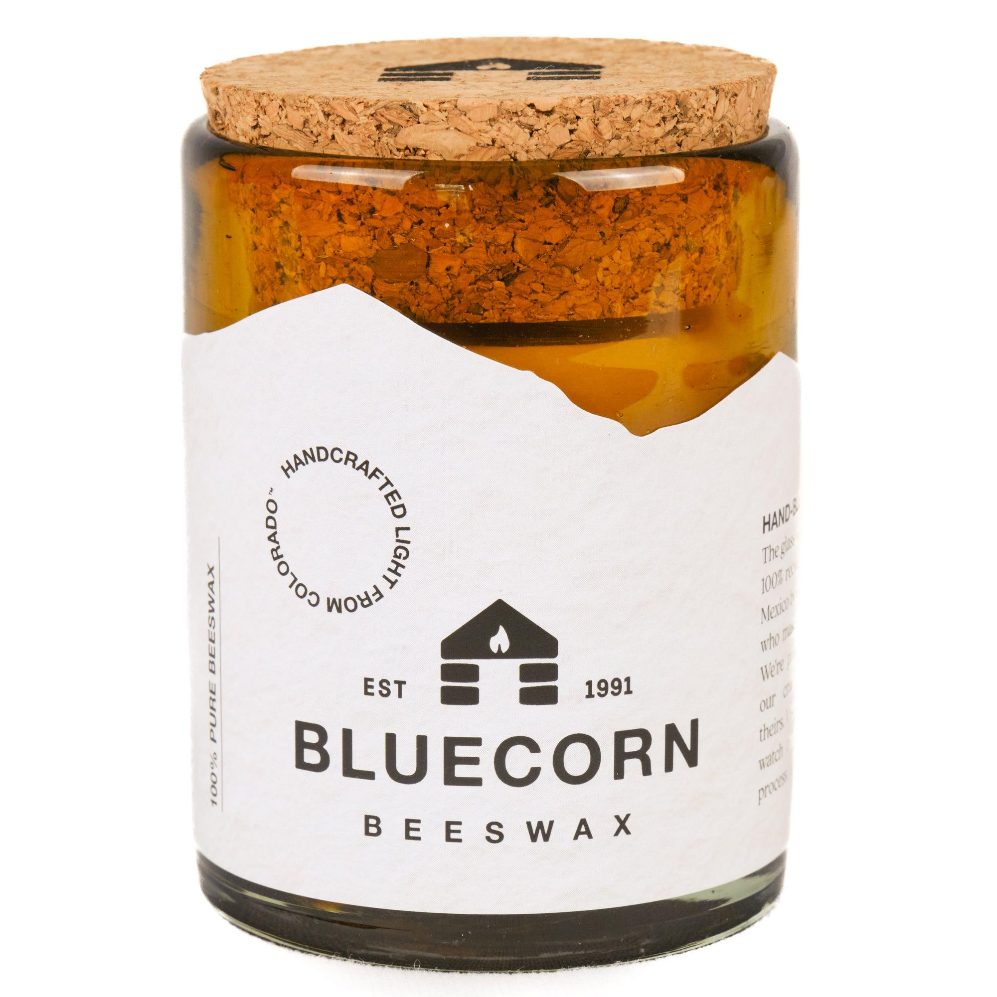 Bluecorn Candles Pure Beeswax Candle in Blown Glass — alternate view