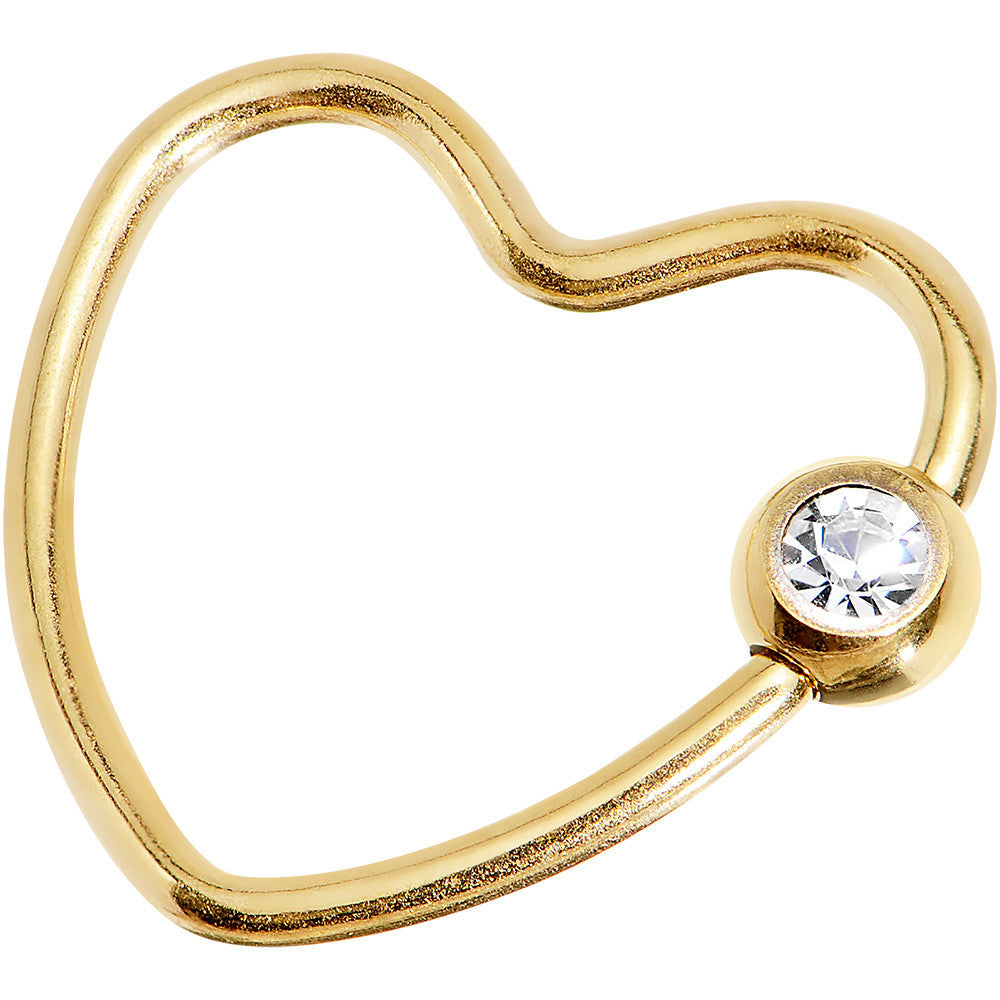 BodyCandy 18G 1/2 Clear Gold Anodized Titanium Heart Closure Captive Ring — main product shot