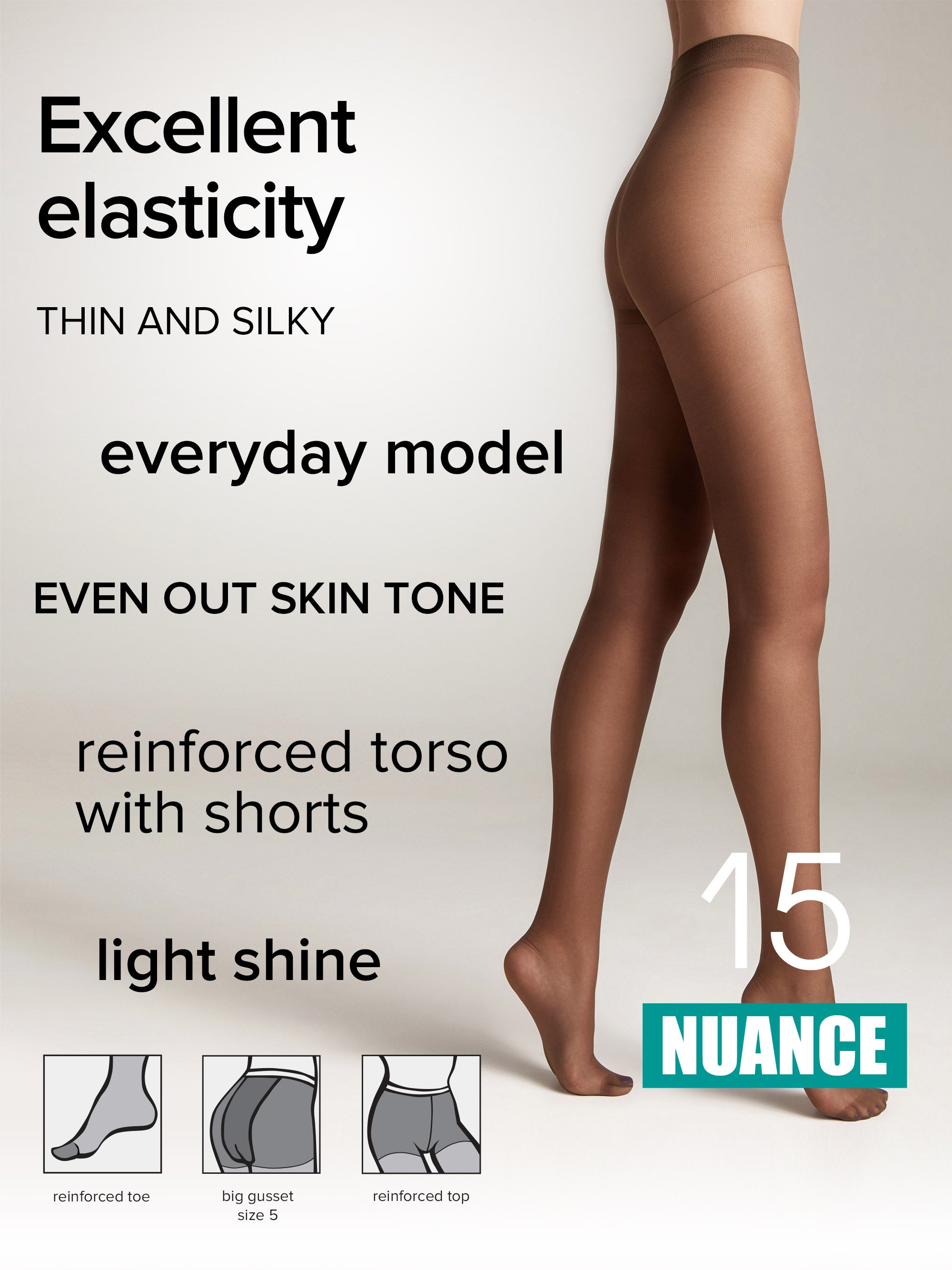 TheRanok.com Tights Conte Nuance 15 Den - Reinforced Shorts — product on model