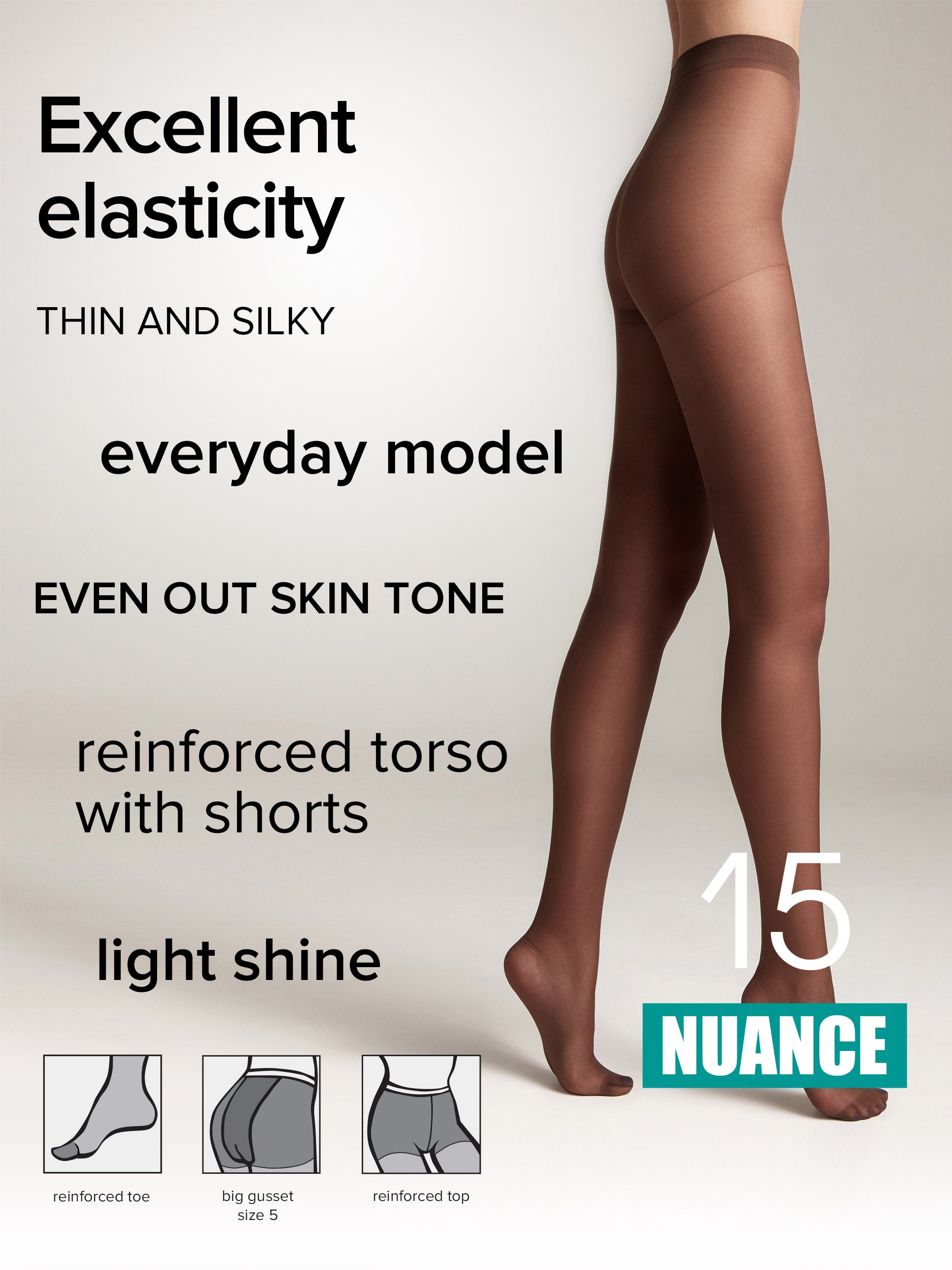 TheRanok.com Tights Conte Nuance 15 Den - Reinforced Shorts — back view