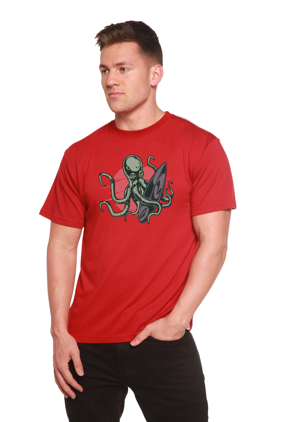 Spun Bamboo Octopus Men's Bamboo Viscose/Organic Cotton Short Sleeve Graphic T-Shirt — lifestyle context