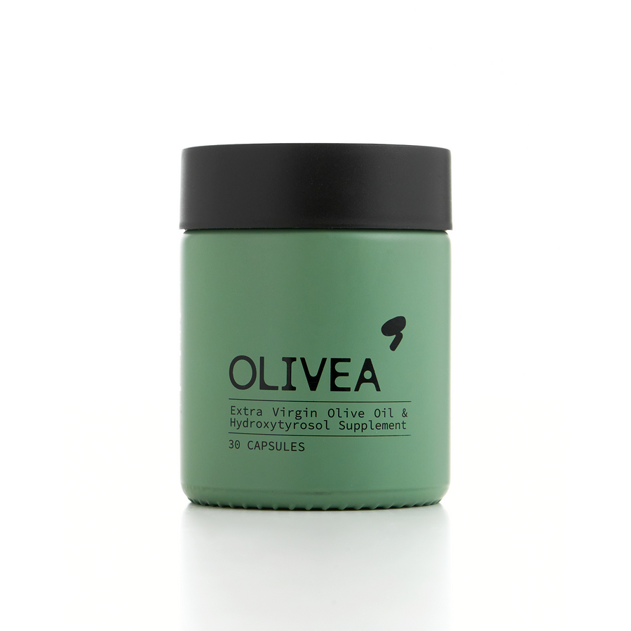 Olivea Hydroxytyrosol Supplement jar — olive polyphenol antioxidant capsules