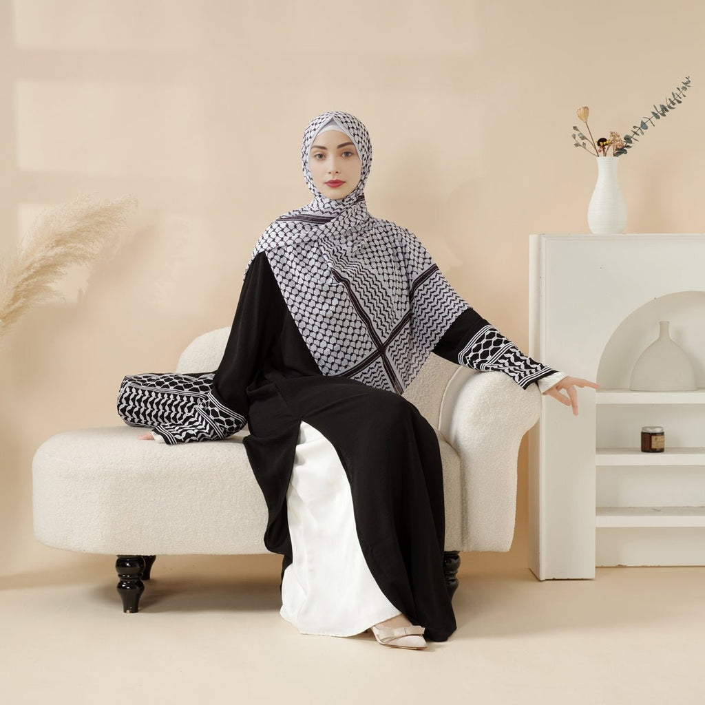 Mariam's Collection Palestinian Keffiyeh-Inspired Abaya with Matching Crossbody Bag Keffiyeh Abaya (MA131) — product category context