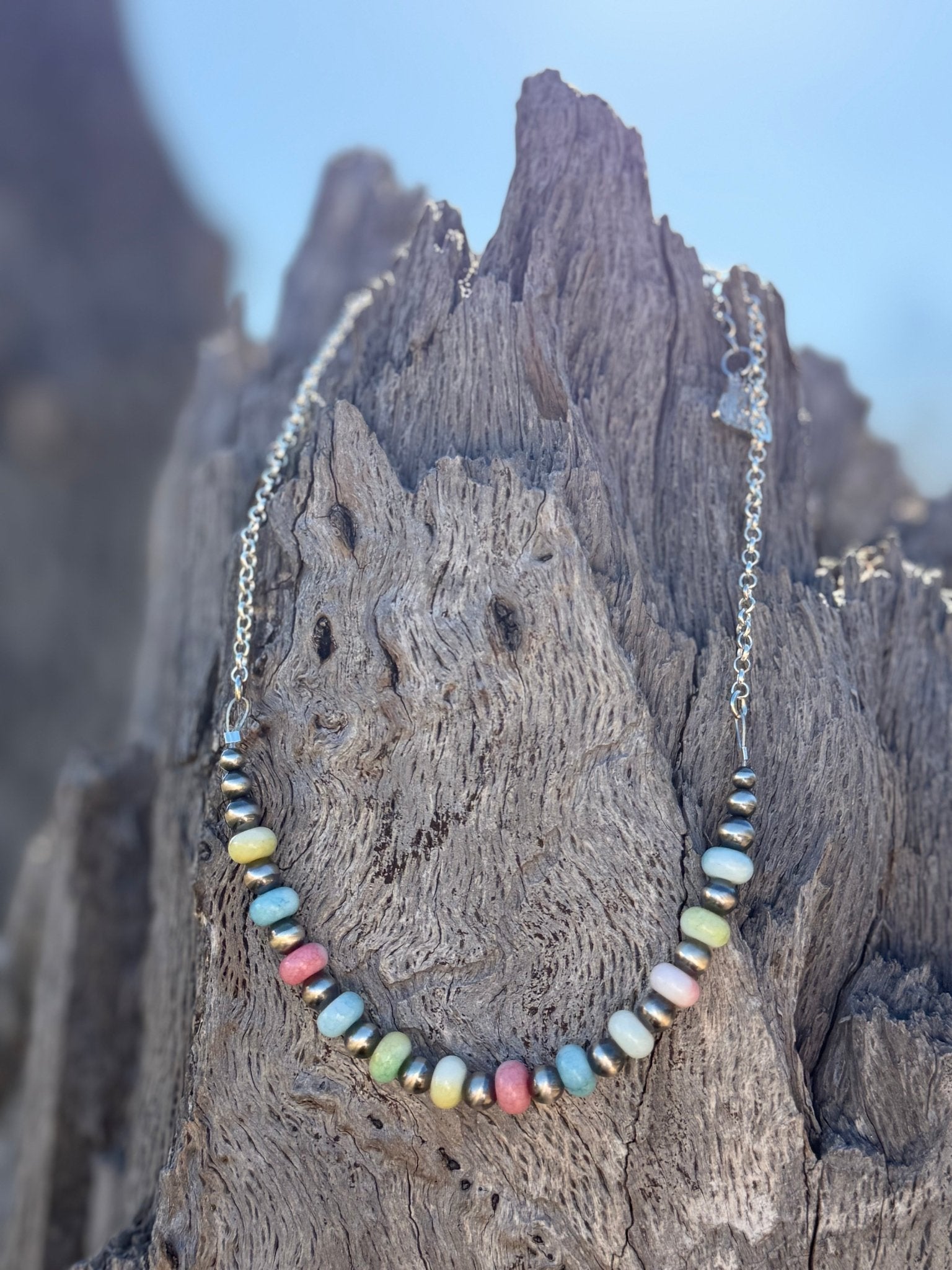Wild Junkie Spring Pastel Opal Chain Necklace — lifestyle context