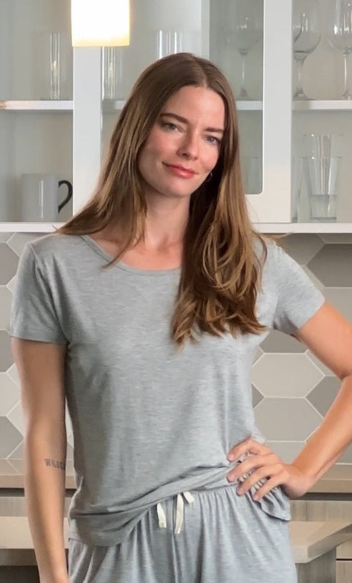 Spun Bamboo Women’s Bamboo Lounge Set - Lounge T-Shirt + Lounge Shorts — lifestyle context