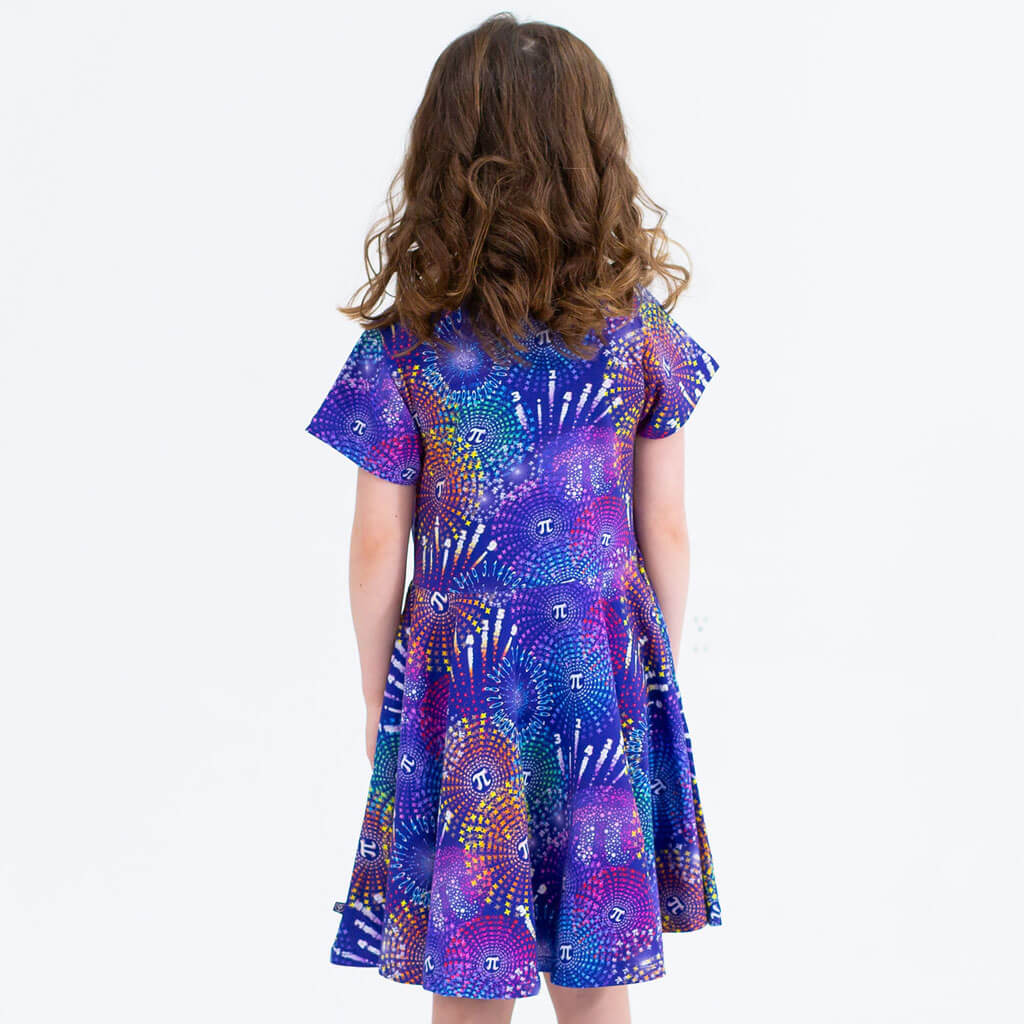 Princess Awesome & Boy Wonder "Pi-rotechnics" Pi Fireworks Super Twirler Dress with Pockets — in-use photo